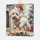 Fluffy Bichon Frise Dog Joyful Christmas Keramisch Ornament (Links)
