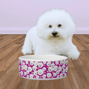 Fluffy Bichon Gezichten en Harten Pet Bowl Voerbakje