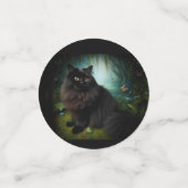 Fluffy Black Cat in Misty Bossen Confetti (Kleine voorkant)