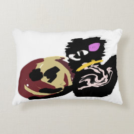 Fluffy Black Cat Jack o Lantern fun  Accent Kussen