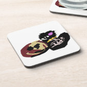 Fluffy Black Cat Jack o Lantern fun  Bier Onderzetter (Linkerzijde)