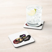 Fluffy Black Cat Jack o Lantern fun  Bier Onderzetter (Rechterzijde)