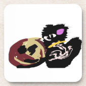 Fluffy Black Cat Jack o Lantern fun  Bier Onderzetter (Voorkant)