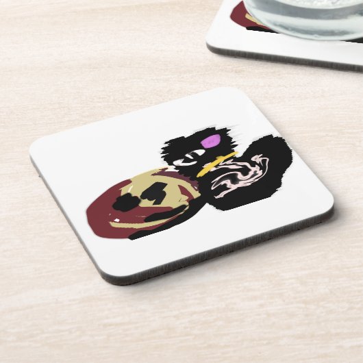 Fluffy Black Cat Jack o Lantern fun Bier Onderzetter (Linkerzijde)