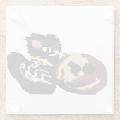 Fluffy Black Cat Jack o Lantern fun  Glazen Onderzetter (Achterkant)