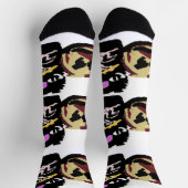 Fluffy Black Cat Jack o Lantern fun  Sokken (Top)