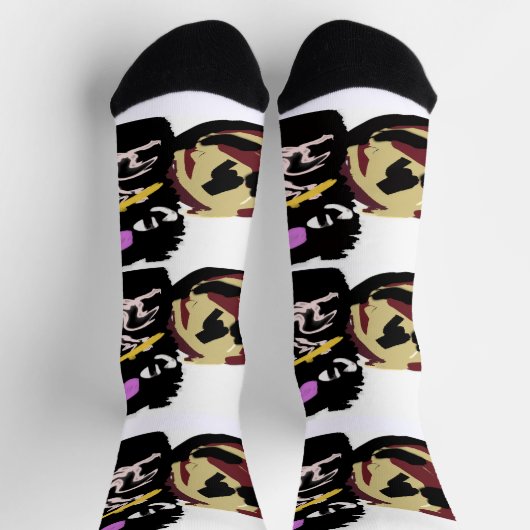 Fluffy Black Cat Jack o Lantern fun  Sokken (Top)