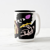 Fluffy Black Cat Jack o Lantern fun  Tweekleurige Koffiemok (Voorkant rechts)