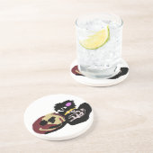 Fluffy Black Cat Jack o Lantern fun  Zandsteen Onderzetter (Zijkant)