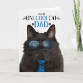 Fluffy Black Cat Vaderdag One Cool Cat Feestdagen Kaart (Voorkant)