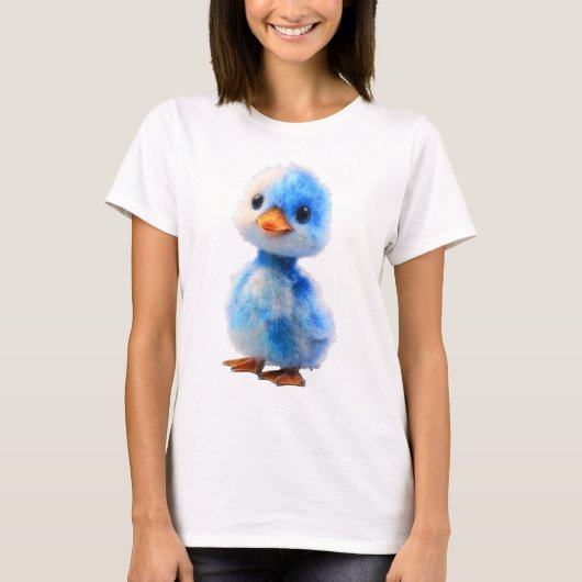 Fluffy Blauwe Marmer Eendje Vrouwen T-shirt (Voorkant)