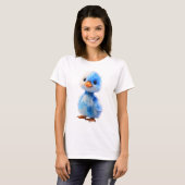 Fluffy Blauwe Marmer Eendje Vrouwen T-shirt (Voorkant volledig)