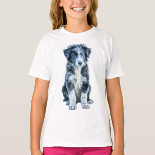 Fluffy Blauwe Merle Australische Herder Puppy Kind T-shirt