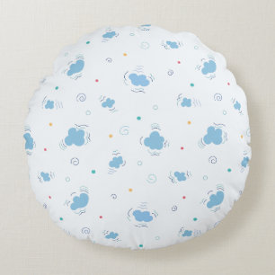 Fluffy Blauwe Wolken & Confetti Draaikolken Patroo Rond Kussen