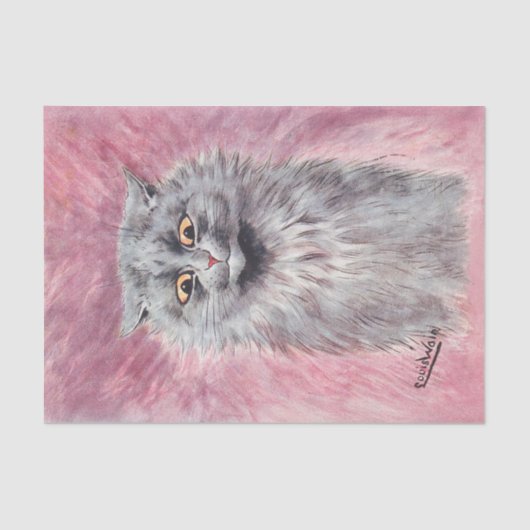 Fluffy Blue Cat Moody Vintage Feline Tissuepapier (Voorkant)