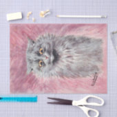 Fluffy Blue Cat Moody Vintage Feline Tissuepapier (Craft)