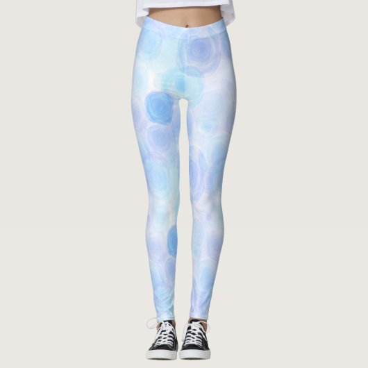 Fluffy Blue Rozen Floral Pattern Leggings (Voorkant)