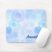 Fluffy Blue Rozen Floral Pattern Muismat (Met muis)
