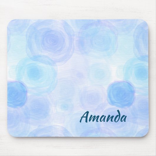 Fluffy Blue Rozen Floral Pattern Muismat (Voorkant)