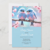 Fluffy Bluebirds en Cherry Blossom Baby shower Kaart (Voorkant)