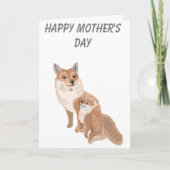 Fluffy Brown Fox en Cute Cub Moederdag Feestdagen Kaart (Voorkant)