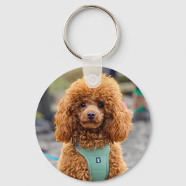 Fluffy Brown Poodle Puppy Dog Sleutelhanger