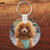 Fluffy Brown Poodle Puppy Dog Sleutelhanger (Voorkant)