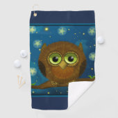 Fluffy Bruine Uil Golfhanddoek (Insitu)