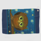 Fluffy Bruine Uil Golfhanddoek (Horizontaal)