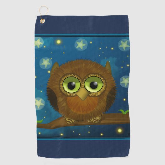 Fluffy Bruine Uil Golfhanddoek (Voorkant)