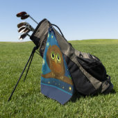 Fluffy Bruine Uil Golfhanddoek (Groen)