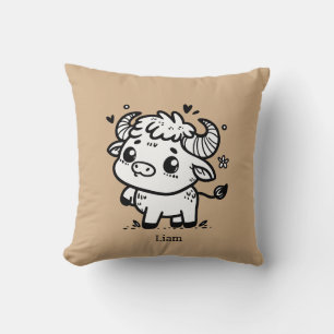 Fluffy Buffalo Baby - Kawaii Boerderij Animal Kussen