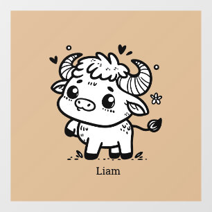 Fluffy Buffalo Baby - Kawaii Boerderij Dier Raamsticker