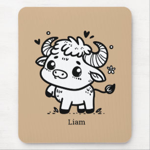 Fluffy Buffalo Baby - Kawaii Boerderijdier Muismat