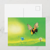 Fluffy Bumblebee Vliegillustratie Briefkaart (Voorkant / Achterkant)