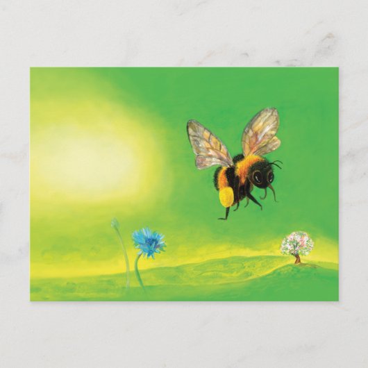 Fluffy Bumblebee Vliegillustratie Briefkaart (Voorkant)