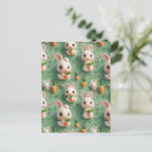 Fluffy Bunnies en Wortelen 3D Naadloos Patroon Briefkaart (Staand voorkant)