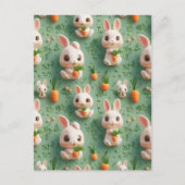 Fluffy Bunnies en Wortelen 3D Naadloos Patroon Briefkaart (Voorkant)