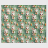 Fluffy Bunnies en Wortelen 3D Naadloos Patroon Cadeaupapier (Vlak)