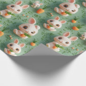 Fluffy Bunnies en Wortelen 3D Naadloos Patroon Cadeaupapier (Hoek)