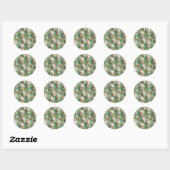Fluffy Bunnies en Wortelen 3D Naadloos Patroon Ronde Sticker (Vel)