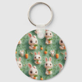 Fluffy Bunnies en Wortelen 3D Naadloos Patroon Sleutelhanger (Achterkant)