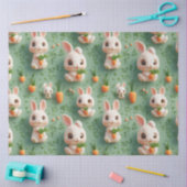 Fluffy Bunnies en Wortelen 3D Naadloos Patroon Tissuepapier (Craft)