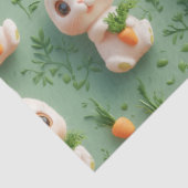 Fluffy Bunnies en Wortelen 3D Naadloos Patroon Tissuepapier (Detail)