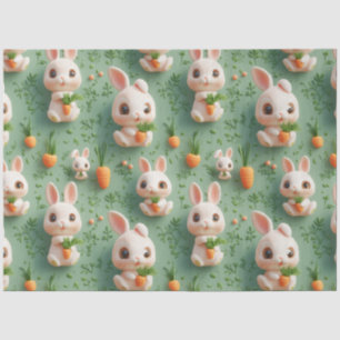 Fluffy Bunnies en Wortelen 3D Naadloos Patroon Tissuepapier