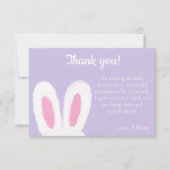 Fluffy bunny baby shower bedankkaart (Voorkant)