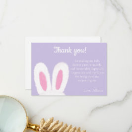 Fluffy bunny baby shower bedankkaart