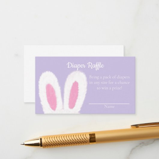 Fluffy bunny baby shower informatiekaartje (Voorkant / Achterkant in situ)