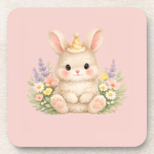 Fluffy Bunny Bloemontwerp voor een Betoverende Tui Bier Onderzetter