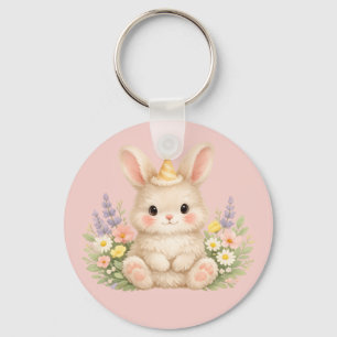 Fluffy Bunny Bloemontwerp voor een Betoverende Tui Sleutelhanger
